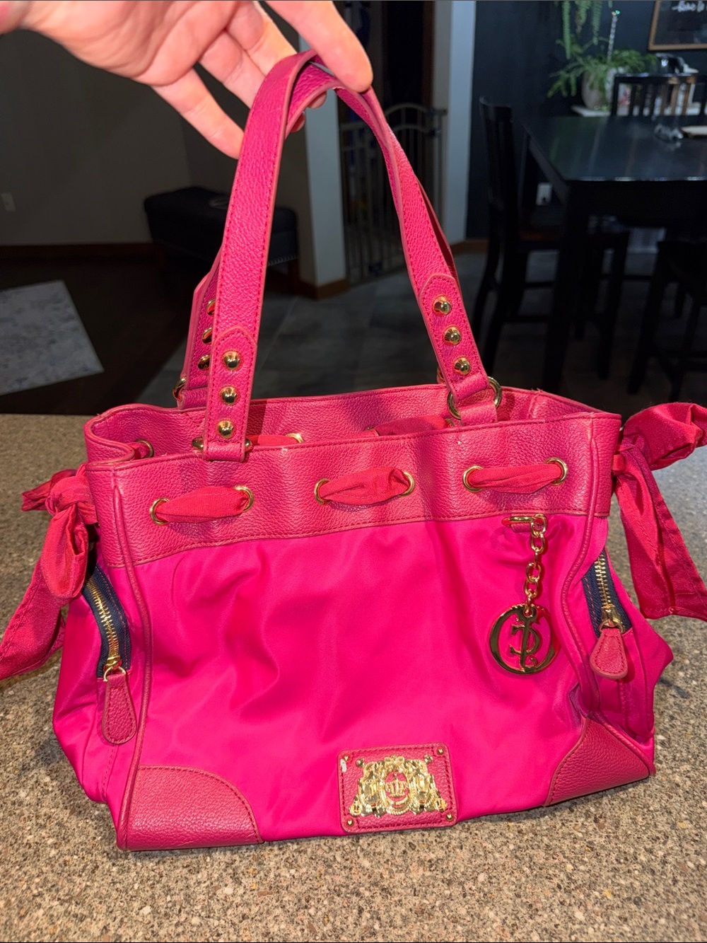 Juicy Couture y2k Hot Pink Tote with Gold Hardware